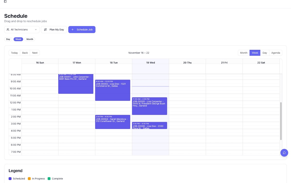 Drag and Drop Schedule Screenshot
